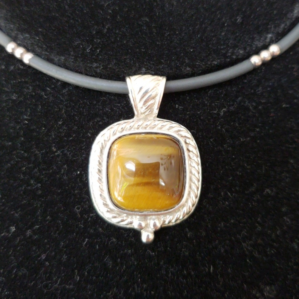 VTG sterling/tigereye slide on pendant - Picture 3 of 7